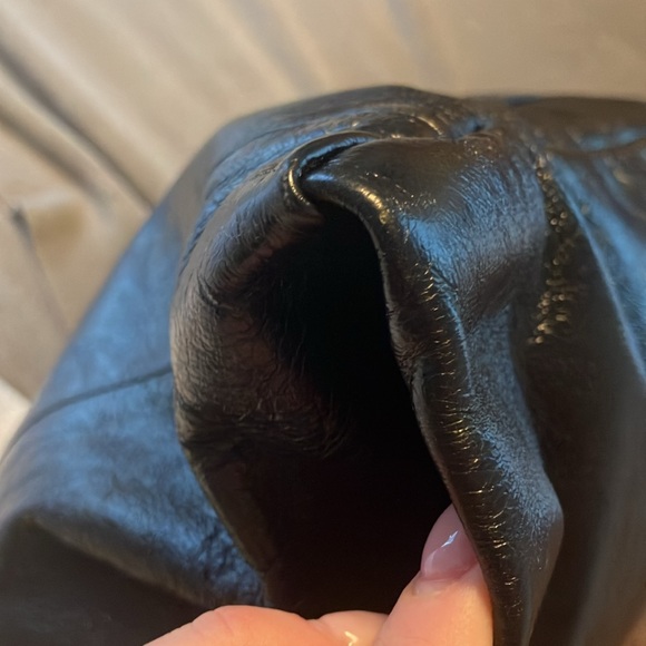 Jimmy Choo Calf Ana Zip Leather Hobo Bag Black and Silver - Picture 10 of 14